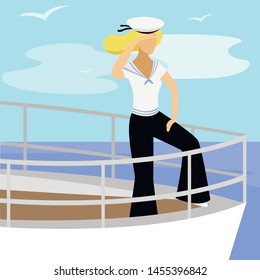 Woman on the board watch forward