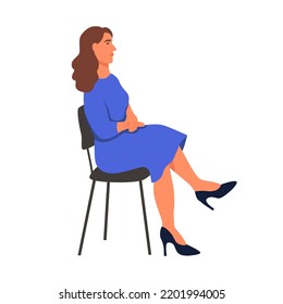A woman on a chair. Flat vector illustration isolated on a white background