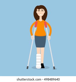 Woman On Crutches