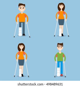 Woman On Crutches, Man On Crutches set character