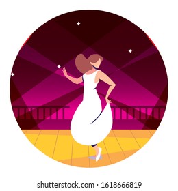 woman on the dance floor, party, dancing club, music and nightlife vector illustration design