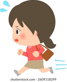 Woman on the go running, looking hurried