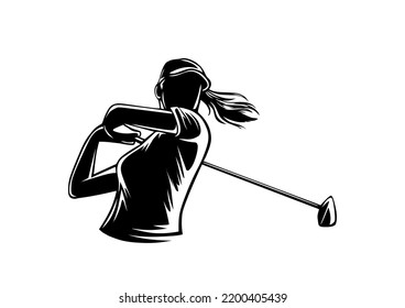 Woman on, Golf Tournament Silhouette