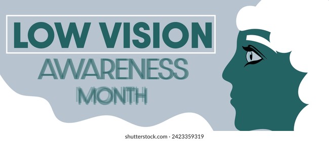 Woman on grey background. February is Low Vision Awareness Month