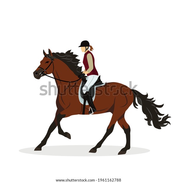 Woman On Horse Horse Rider Jockey Stock Vector (Royalty Free ...