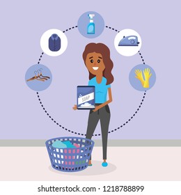 Woman on laundry