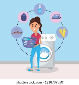 Woman on laundry