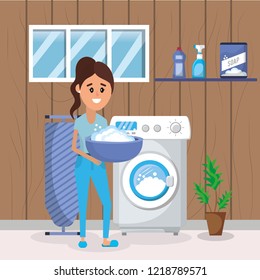 Woman on laundry