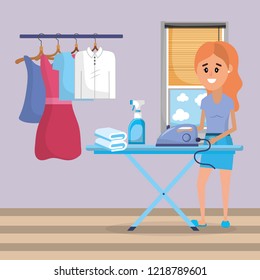 Woman on laundry