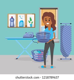 Woman on laundry