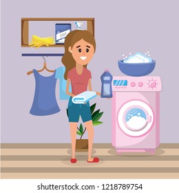 Woman on laundry