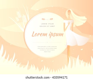 woman on light pink background abstract female character.