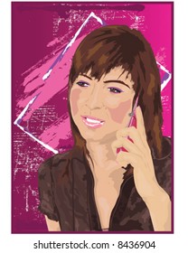 Woman On Mobile Phone Pink Acid
