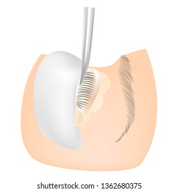 Woman on the procedure for eyelash extensions, eyelashes lamination