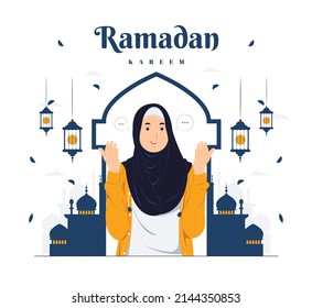 Frau auf Ramadan Kareem Konzeptgrafik