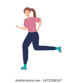 woman on roller skates avatar character vector illustration design