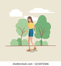 woman on roller skates in the park