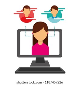 woman on screen computer people social media