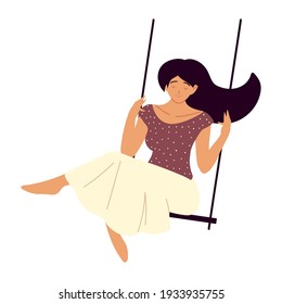 woman on swing recreation isolated