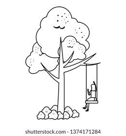 woman on the tree swing scene