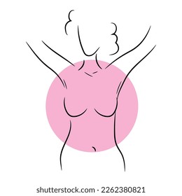 Woman on white background. Breast cancer awareness concept