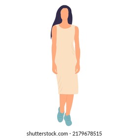 woman on white background in flat style, isolated, vector