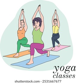 Woman on the yoga classes illustration lifestyle activity