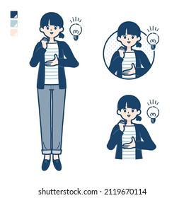 A Woman with one knot hair with came up with images.It's vector art so it's easy to edit.