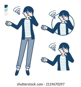 A Woman with one knot hair with Discouraged head images.It's vector art so it's easy to edit.