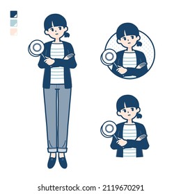 A Woman with one knot hair with Think about the answer images.It's vector art so it's easy to edit.