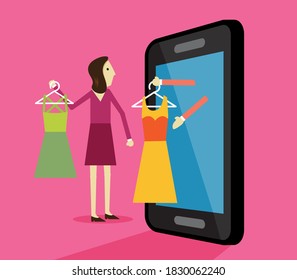 Woman online shopping. Mobile shopping concept