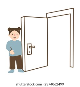 woman opening the door of her home