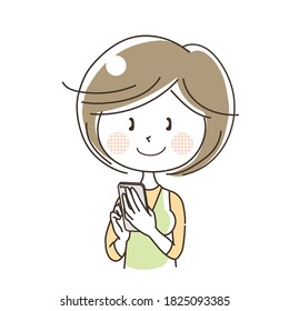A woman operating a mobile phone - Lifestyle vector illustration material