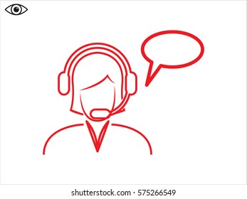 woman operator, headphones, icon, vector illustration eps10
