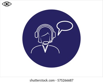 woman operator, headphones, icon, vector illustration eps10
