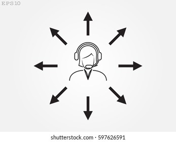 woman operator, headphones, icon, vector illustration eps10

