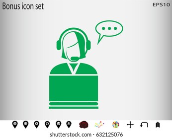 woman operator, headphones, icon, vector illustration eps10
