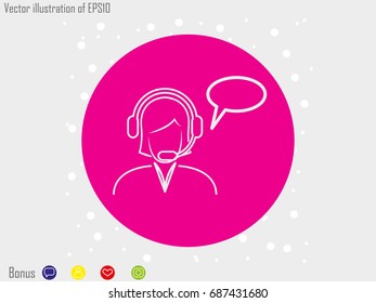 woman operator, headphones, icon, vector illustration eps10
