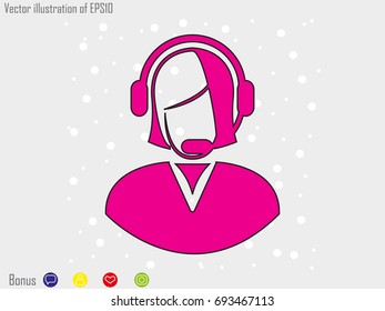 woman operator, headphones, icon, vector illustration eps10