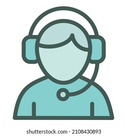 Woman operator icon outline vector. Call service. Agent desk