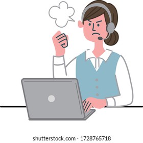 woman operator laptop computer angry