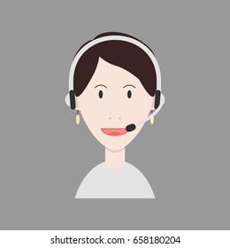 Woman operator vector avatar in flat style.