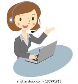 Frauenoperator mit Headset