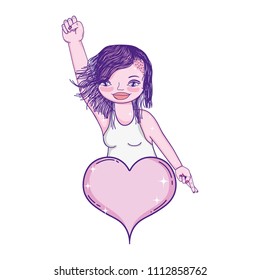 woman with oppose hand up and heart