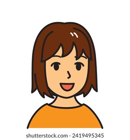 woman in orange clothes, vector illustration