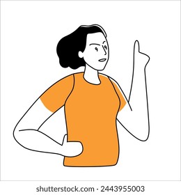 Woman in Orange Shirt Holding Hand Up