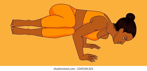 woman in orange uniform doing yoga backbend
