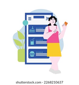 woman ordering food online in flat illustration by imity studio imityworks