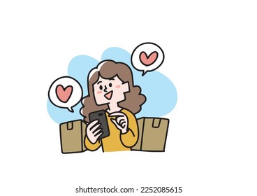 A woman ordering a product on her smartphone

