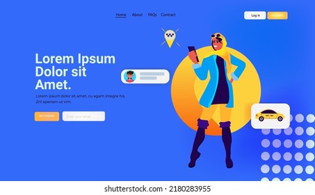 woman ordering taxi in mobile application transportation carsharing service horizontal